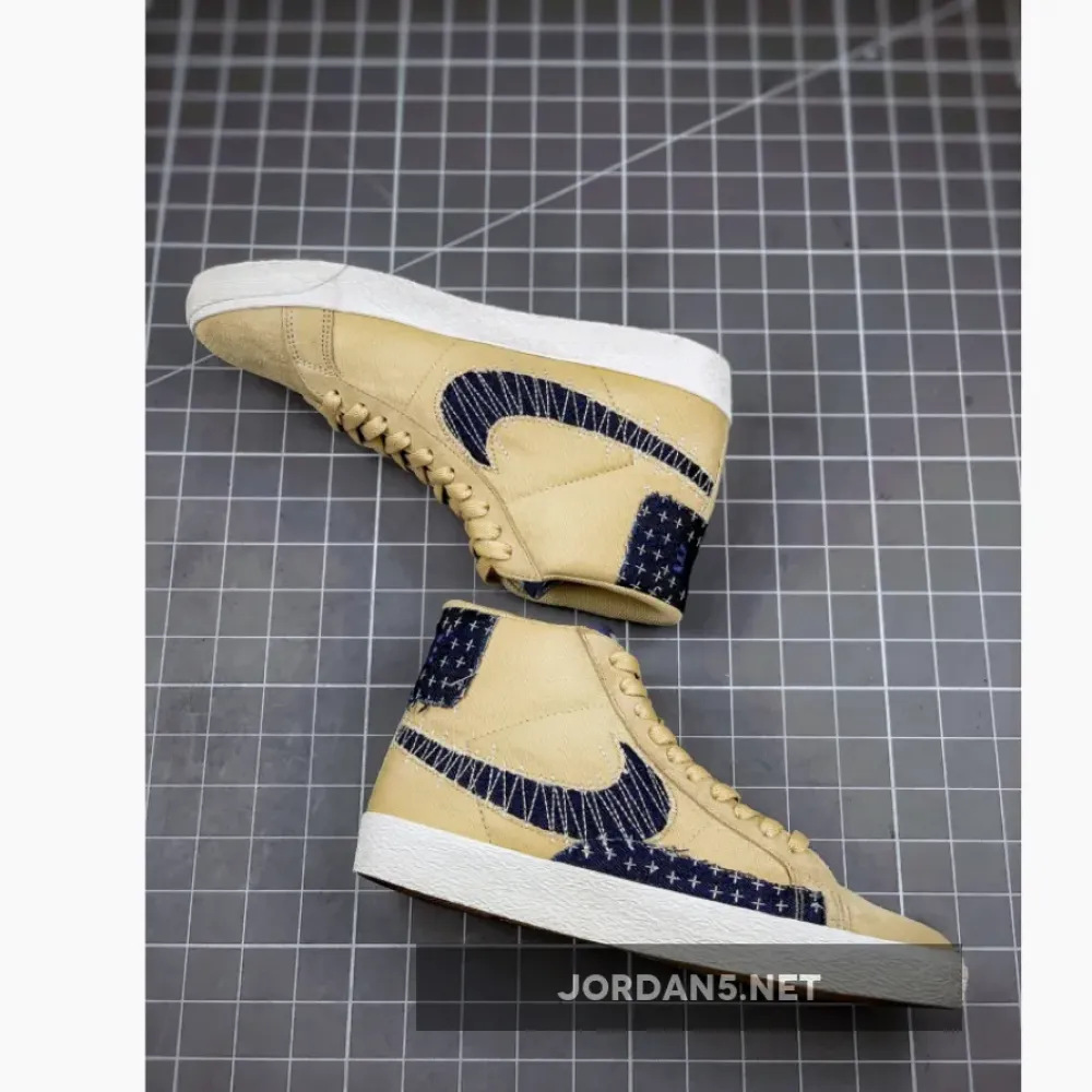 Nike SB Blazer Mid “Sashiko” Sesame/Mystic Navy-Sail-Gum Light Brown CT0715-200