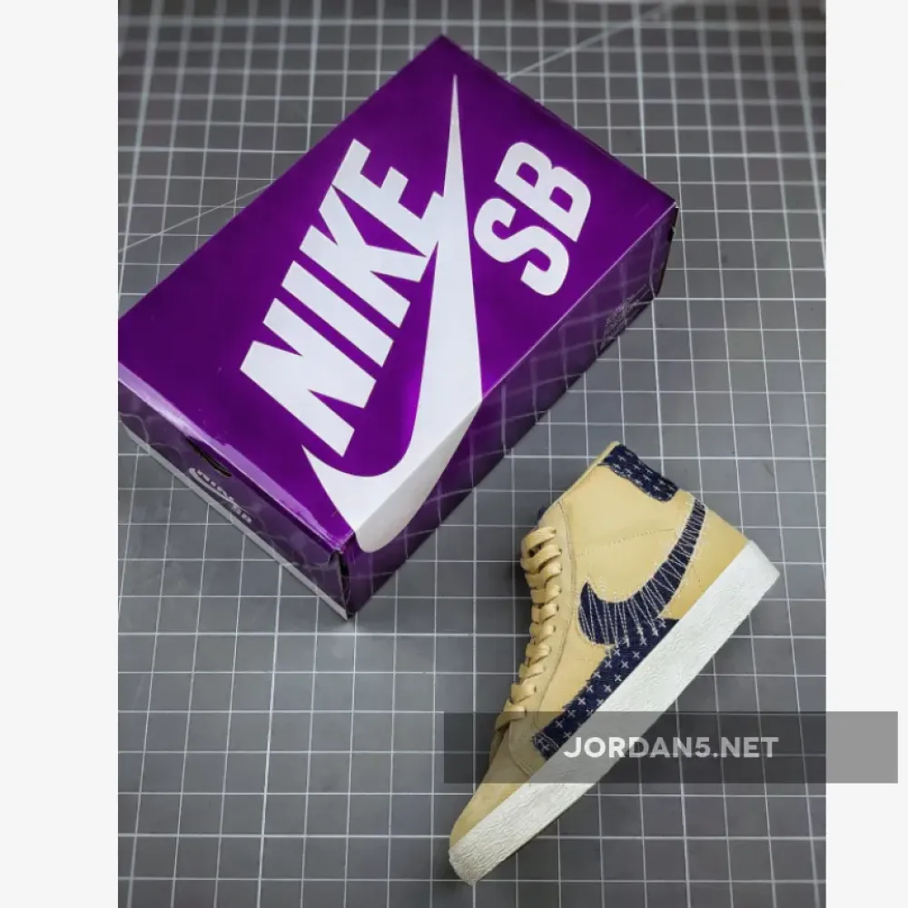 Nike SB Blazer Mid “Sashiko” Sesame/Mystic Navy-Sail-Gum Light Brown CT0715-200