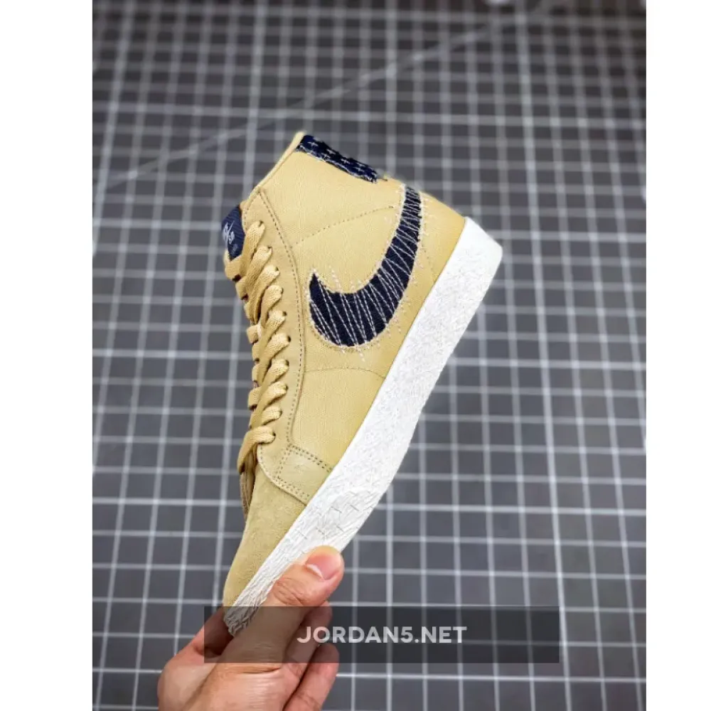 Nike SB Blazer Mid “Sashiko” Sesame/Mystic Navy-Sail-Gum Light Brown CT0715-200