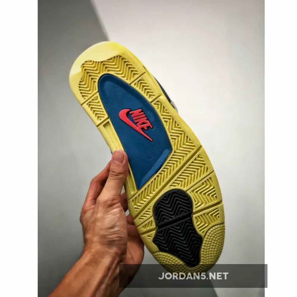 Union x Air Jordan 4 Off Noir/Brigade Blue-Dark Smoke Grey-Light Fusion Red