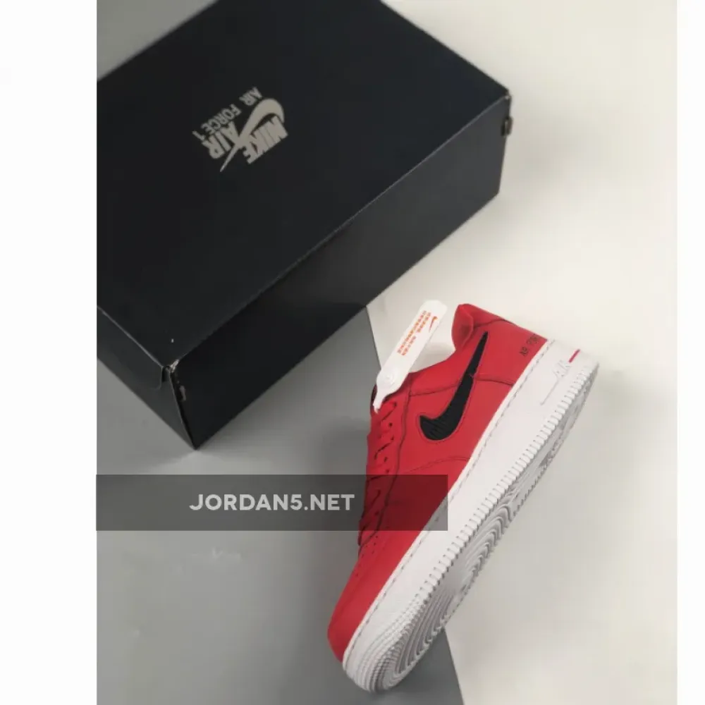 Nike Air Force 1 Red With Cut-Out Swooshes CZ7377-600