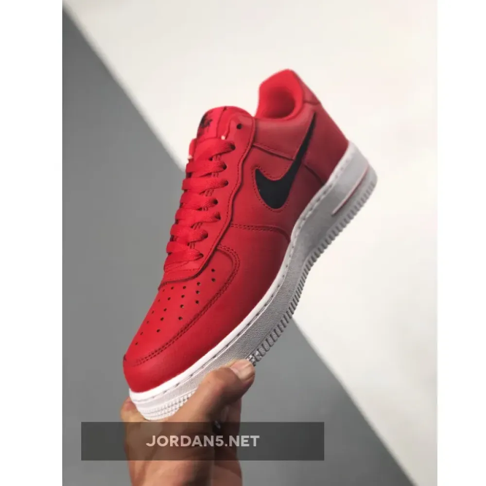 Nike Air Force 1 Red With Cut-Out Swooshes CZ7377-600