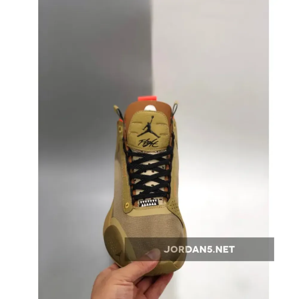 Air Jordan 34 “Bayou Boys” PE Brown Kelp/Bright Crimson DA1897-300