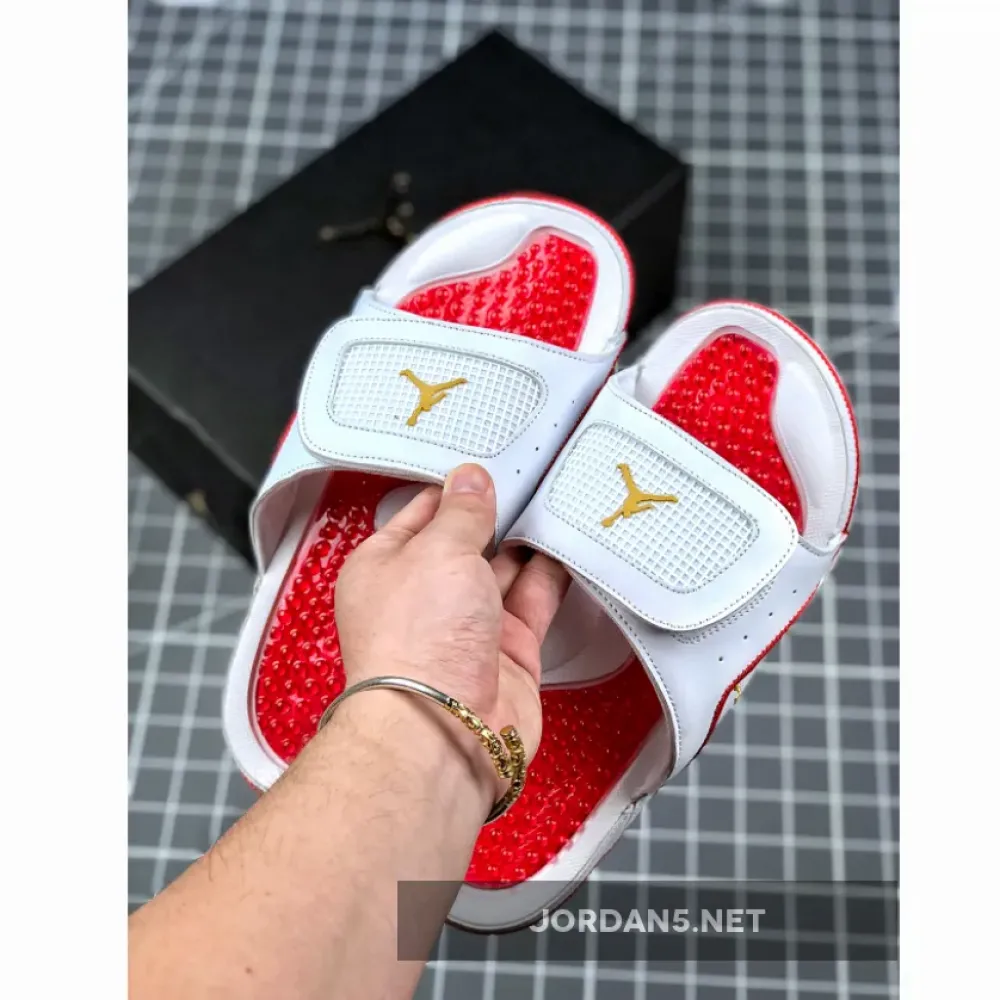 Air Jordan Hydro 13 White Red Gold