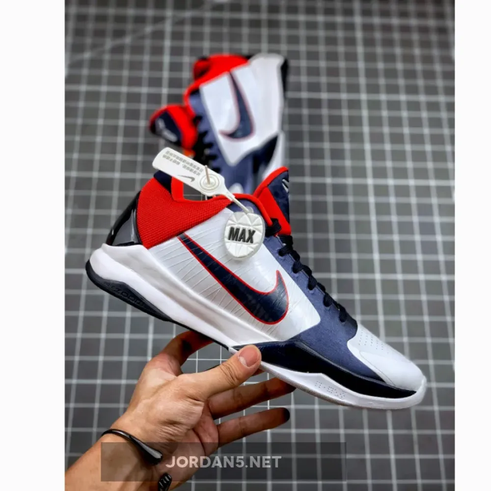 Nike Zoom Kobe 5 “USA” White/Obsidian-Sport Red 386430-103
