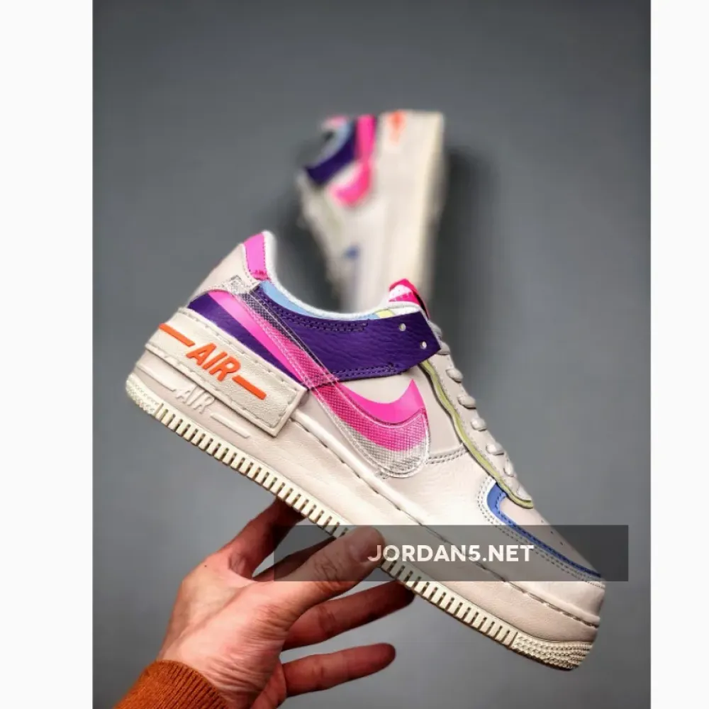 Nike Air Force 1 “Shadow” Transparent Swoosh Sail Pink Purple CU3012-164
