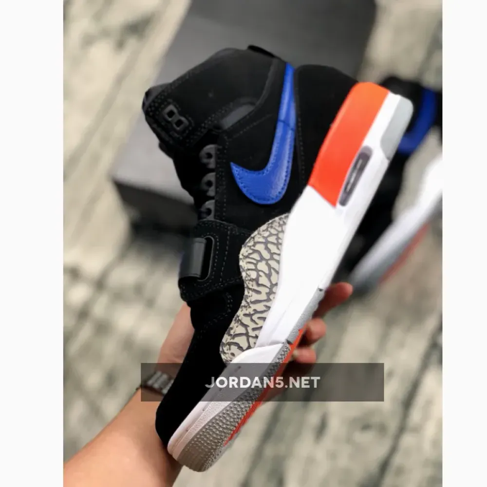 Air Jordan Legacy 312 “Knicks” Black/Rush Blue-Brilliant Orange AV3922-048
