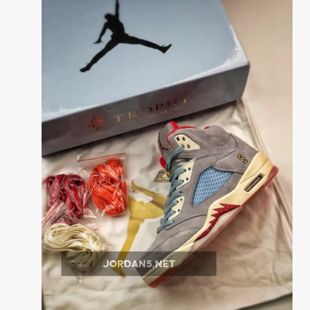 Trophy Room x Air Jordan 5 JSP Ice Blue/Sail-Metallic Gold-University Red CI1899-400