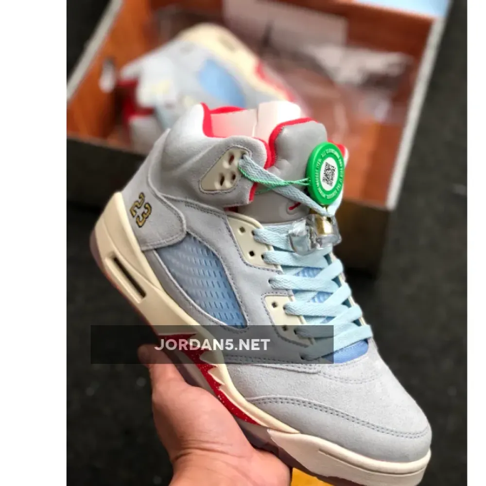 Trophy Room x Air Jordan 5 JSP Ice Blue/Sail-Metallic Gold-University Red CI1899-400