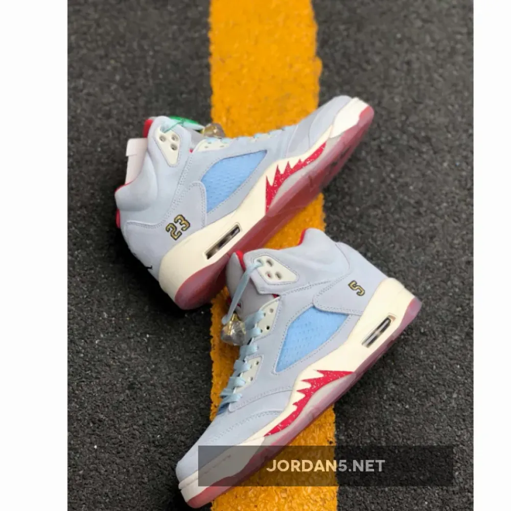 Trophy Room x Air Jordan 5 JSP Ice Blue/Sail-Metallic Gold-University Red CI1899-400