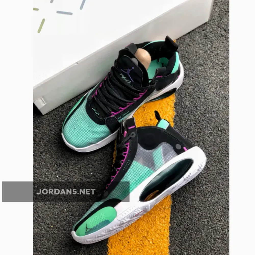 Air Jordan 34 Blue Void/Green Glow-Black-Metallic Silver AR3240-400