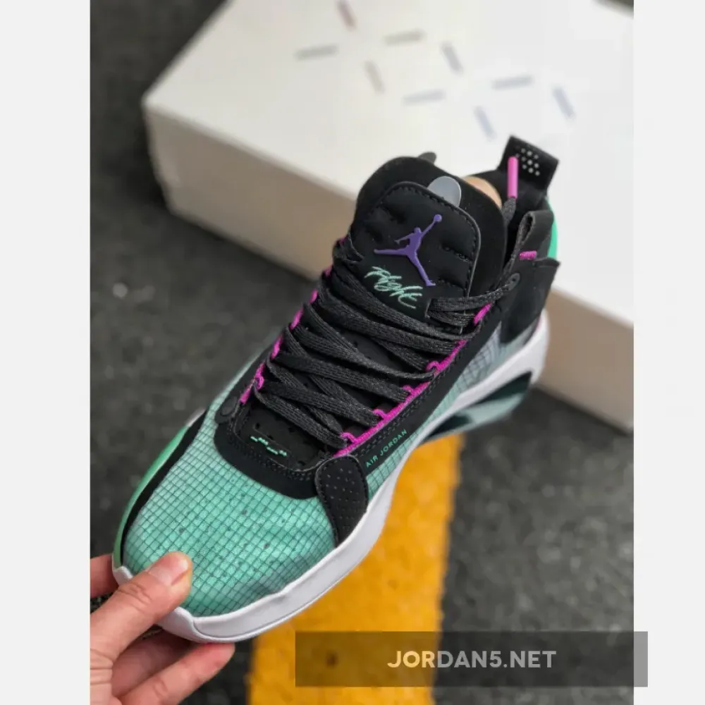 Air Jordan 34 Blue Void/Green Glow-Black-Metallic Silver AR3240-400