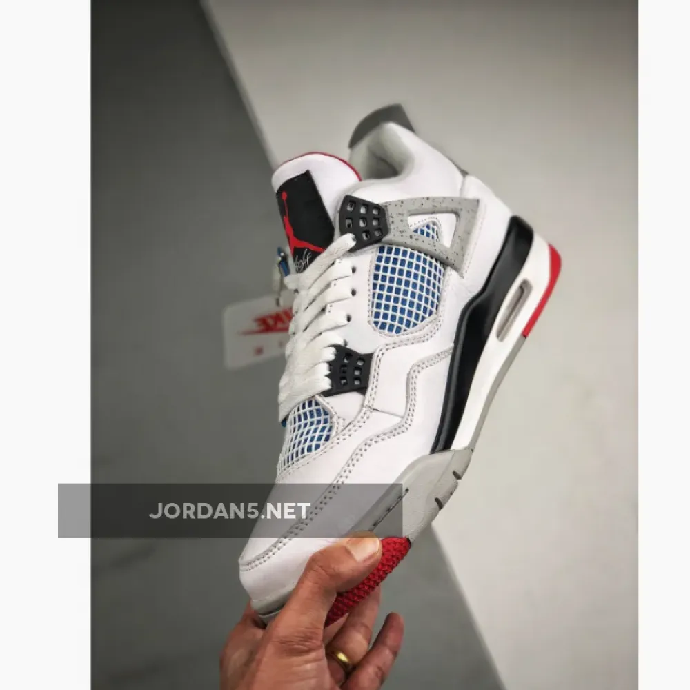 Air Jordan 4 “What The” White/Fire Red-Tech Grey-Military Blue CI1184-146