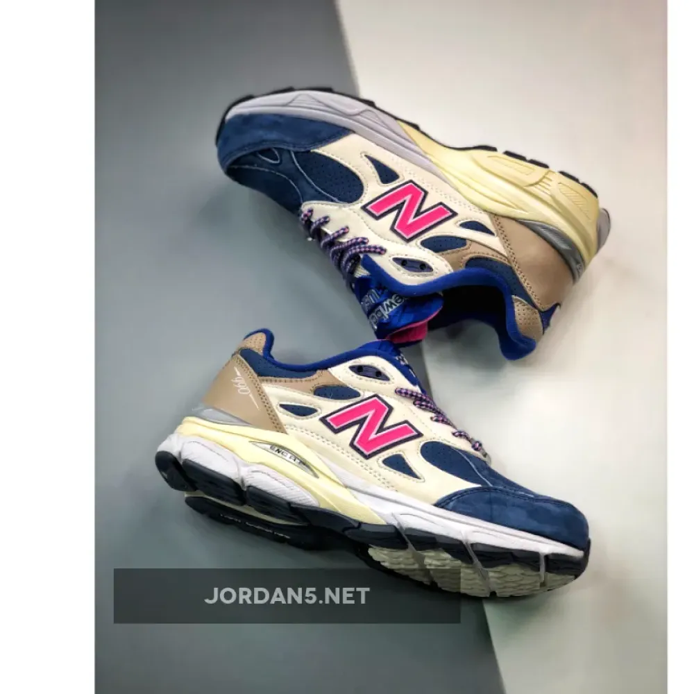 Kith x New Balance 990v3 ‘Daytona’ Tan/Navy/Pink M990KH3