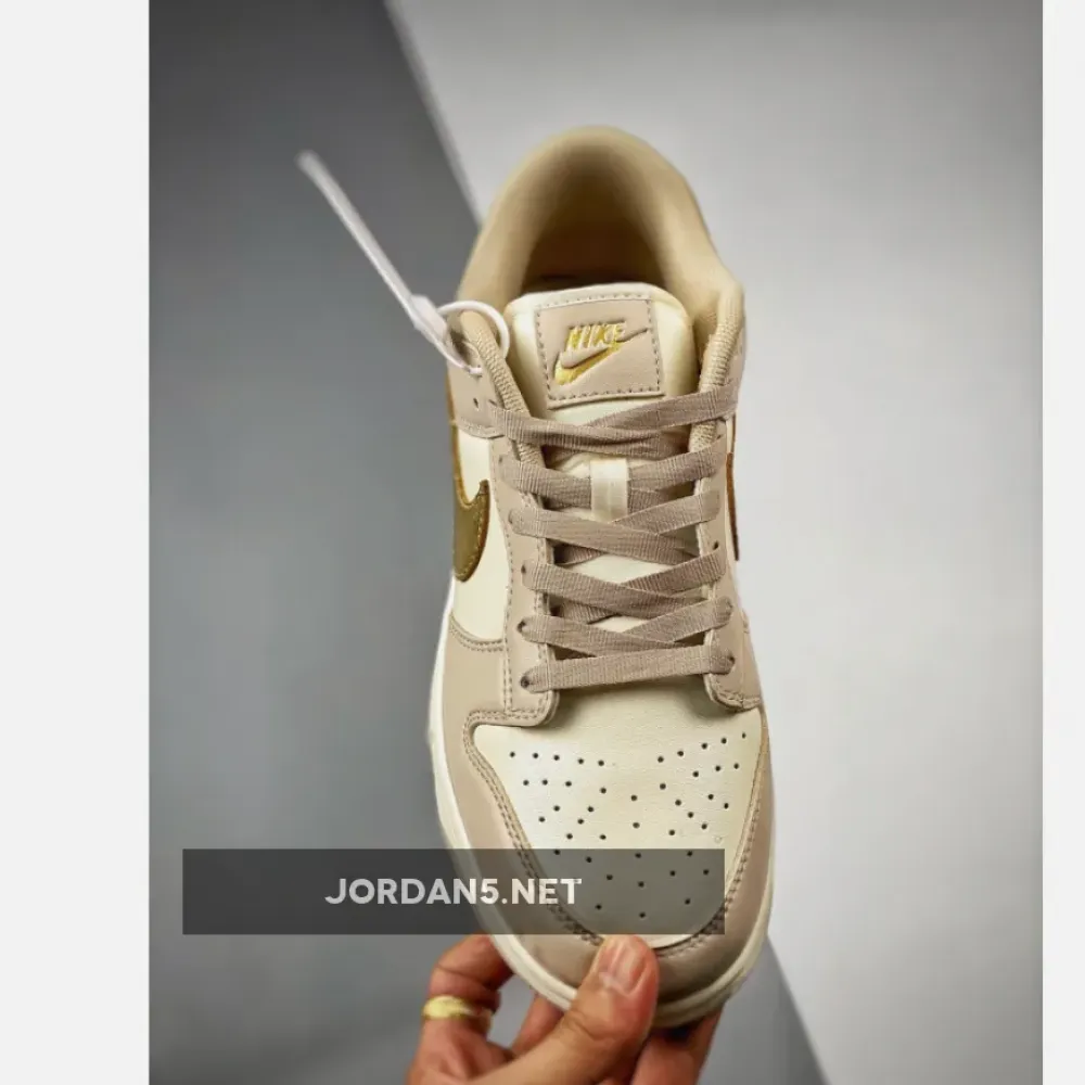 Nike Dunk Low “Gold Swoosh” White/Tan-Gold  DX5930-001