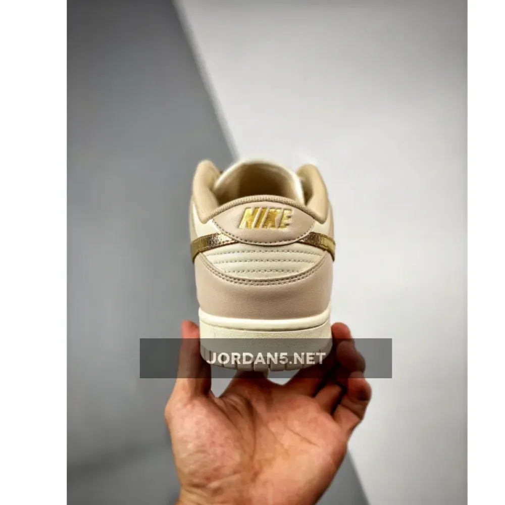 Nike Dunk Low “Gold Swoosh” White/Tan-Gold  DX5930-001