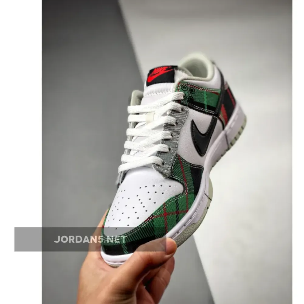 Nike Dunk Low “Plaid” White/Black-University Red-Grey-Light Silver DV0827-100