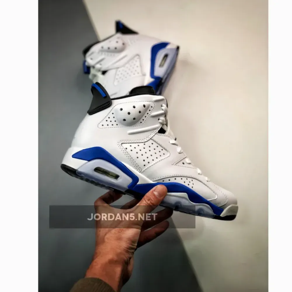 Air Jordan 6 Retro White/Sport Blue-Black  384664-107