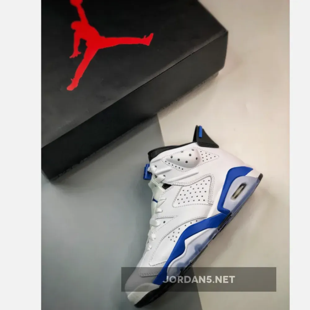 Air Jordan 6 Retro White/Sport Blue-Black  384664-107