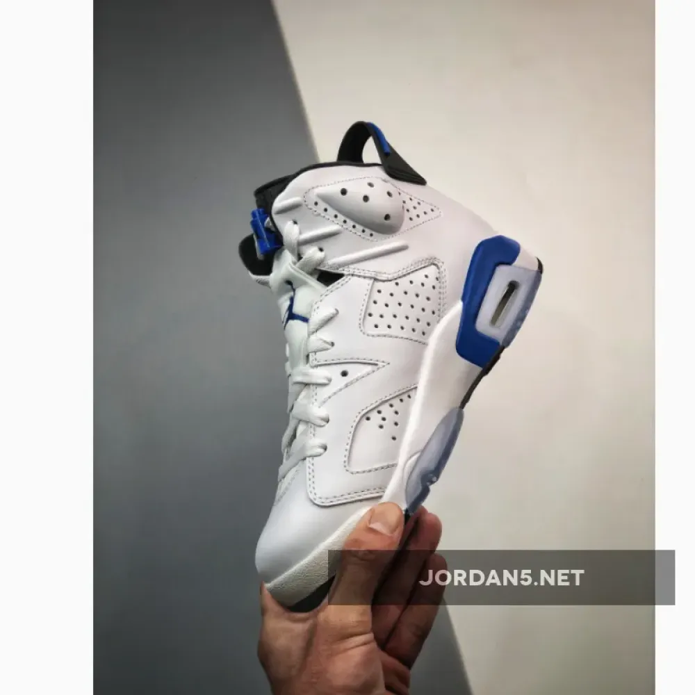 Air Jordan 6 Retro White/Sport Blue-Black  384664-107