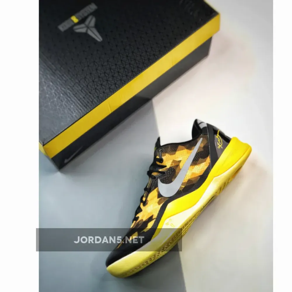Nike Kobe 8 System Black/Strata Gray-Vivid Sulphur-Electric Yellow 555035-001