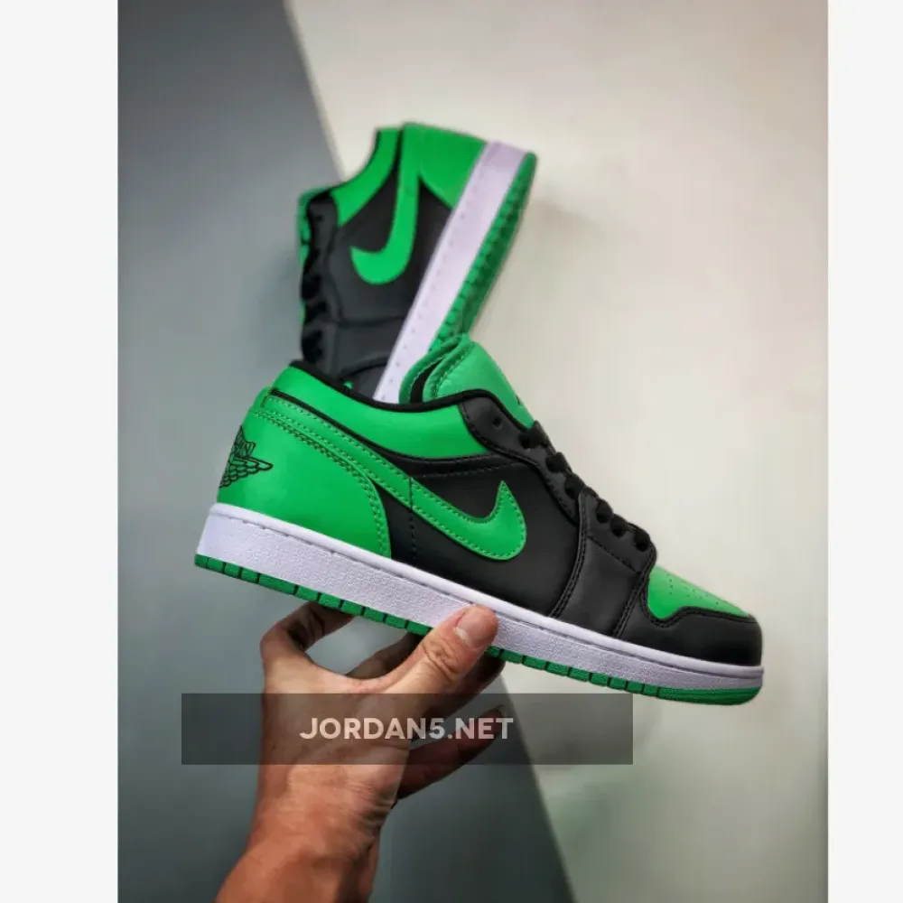 Air Jordan 1 Low Black/Lucky Green-White  553558-065
