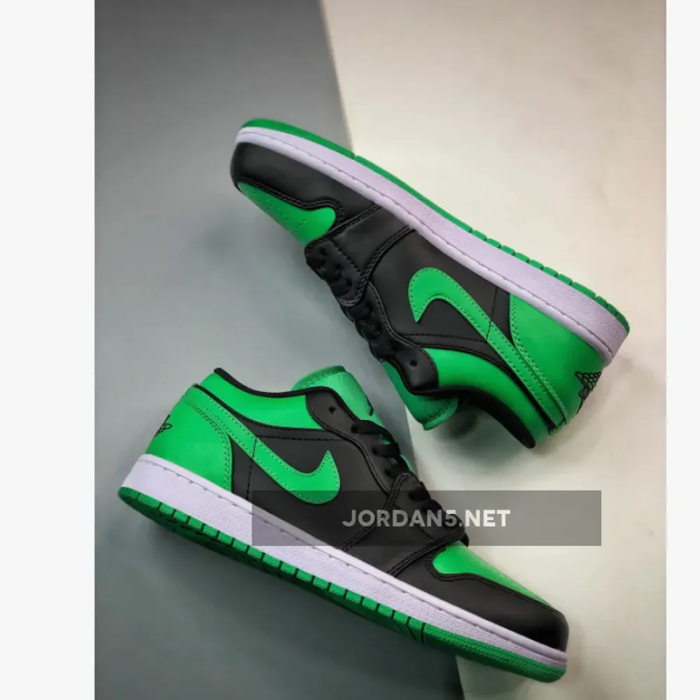 Air Jordan 1 Low Black/Lucky Green-White  553558-065