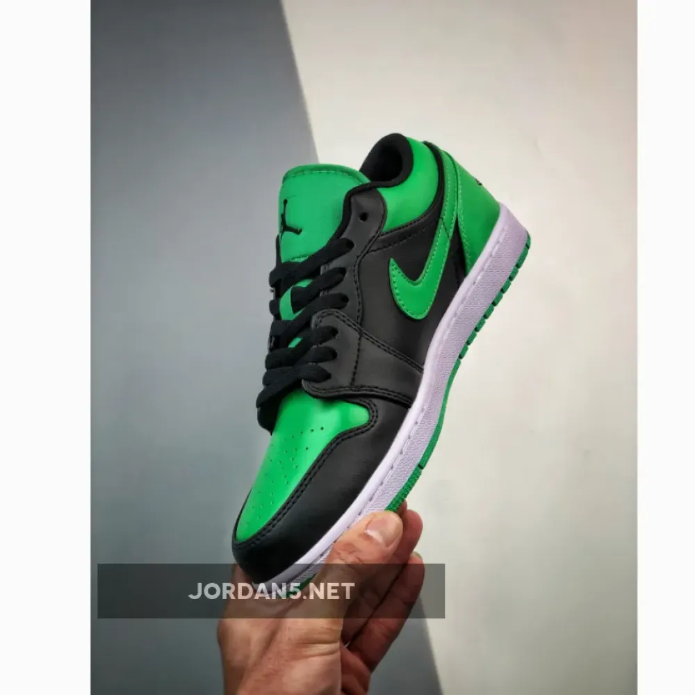 Air Jordan 1 Low Black/Lucky Green-White  553558-065