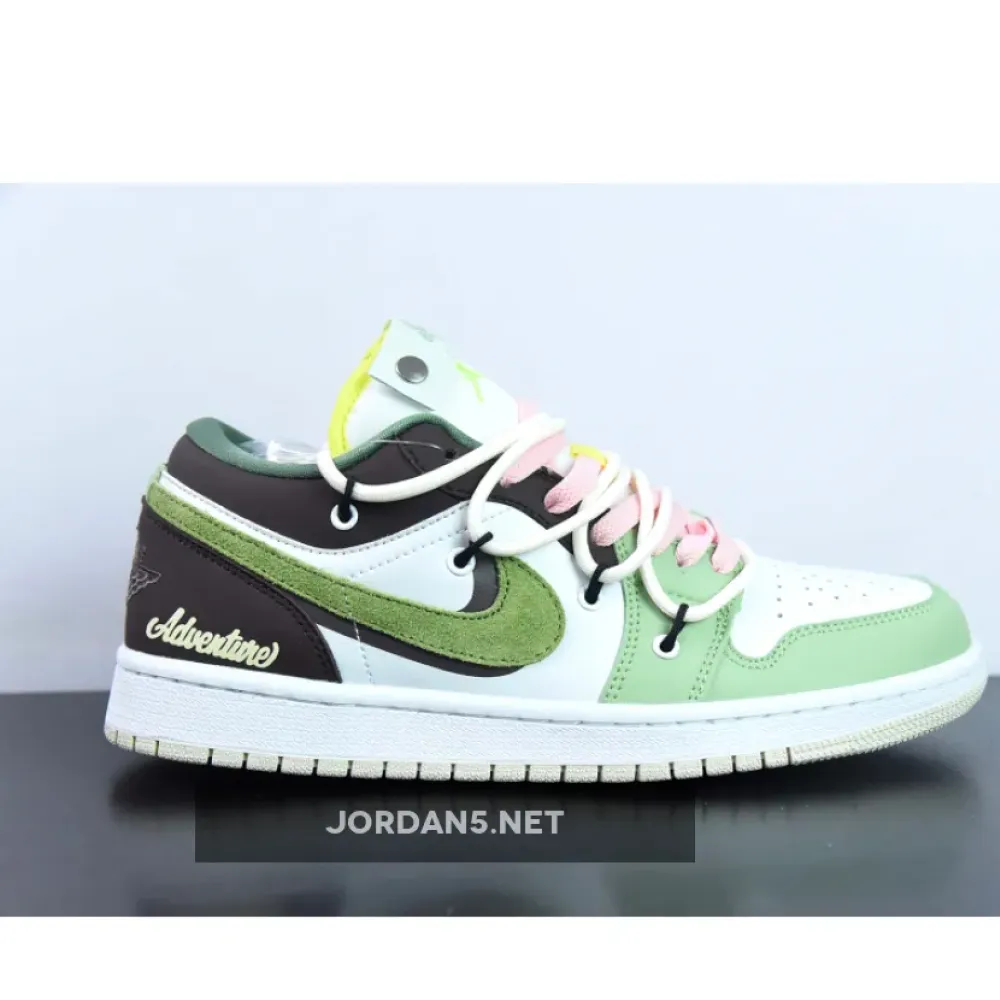 Custom Air Jordan 1 Low Sail White Oil Green
