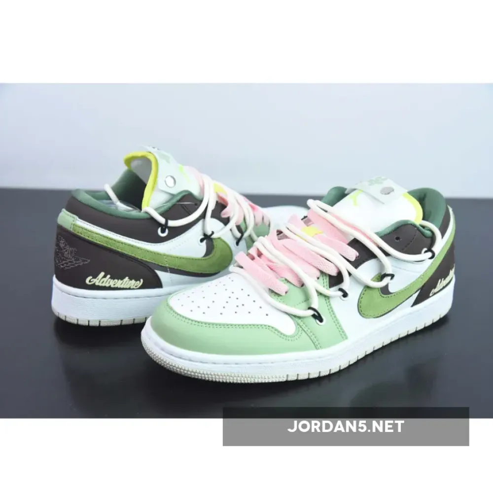 Custom Air Jordan 1 Low Sail White Oil Green
