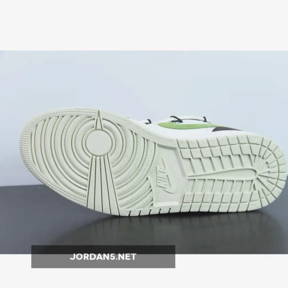 Custom Air Jordan 1 Low Sail White Oil Green