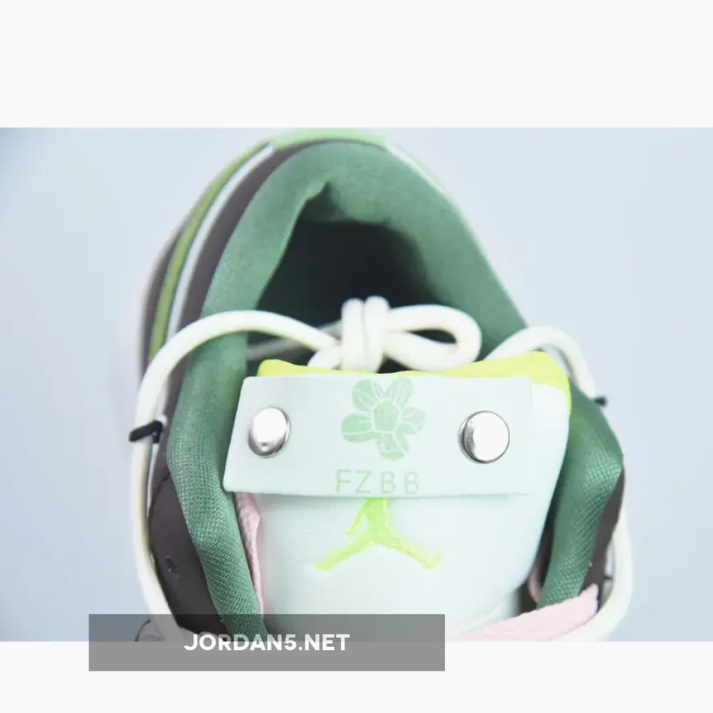 Custom Air Jordan 1 Low Sail White Oil Green