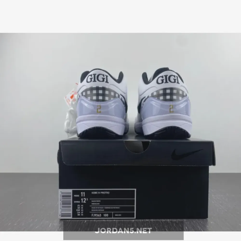 Nike Kobe 4 Protro “Gigi” White/Black-Metallic Gold-Bright Emerald  FJ9363-100