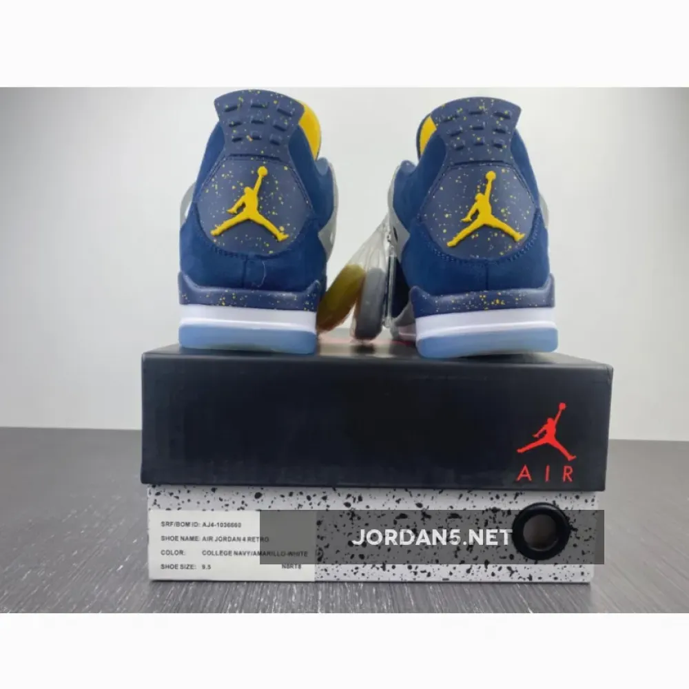 Air Jordan 4 Retro ‘Michigan Wolverines’ PE Amarillo/Navy/White