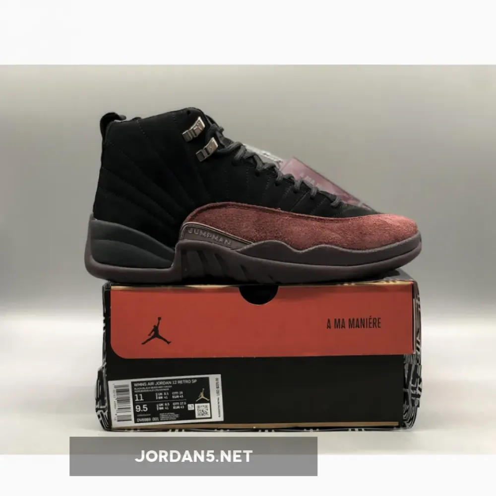 A Ma Maniére x Air Jordan 12 Black/Black-Burgundy Crush  DV6989-001