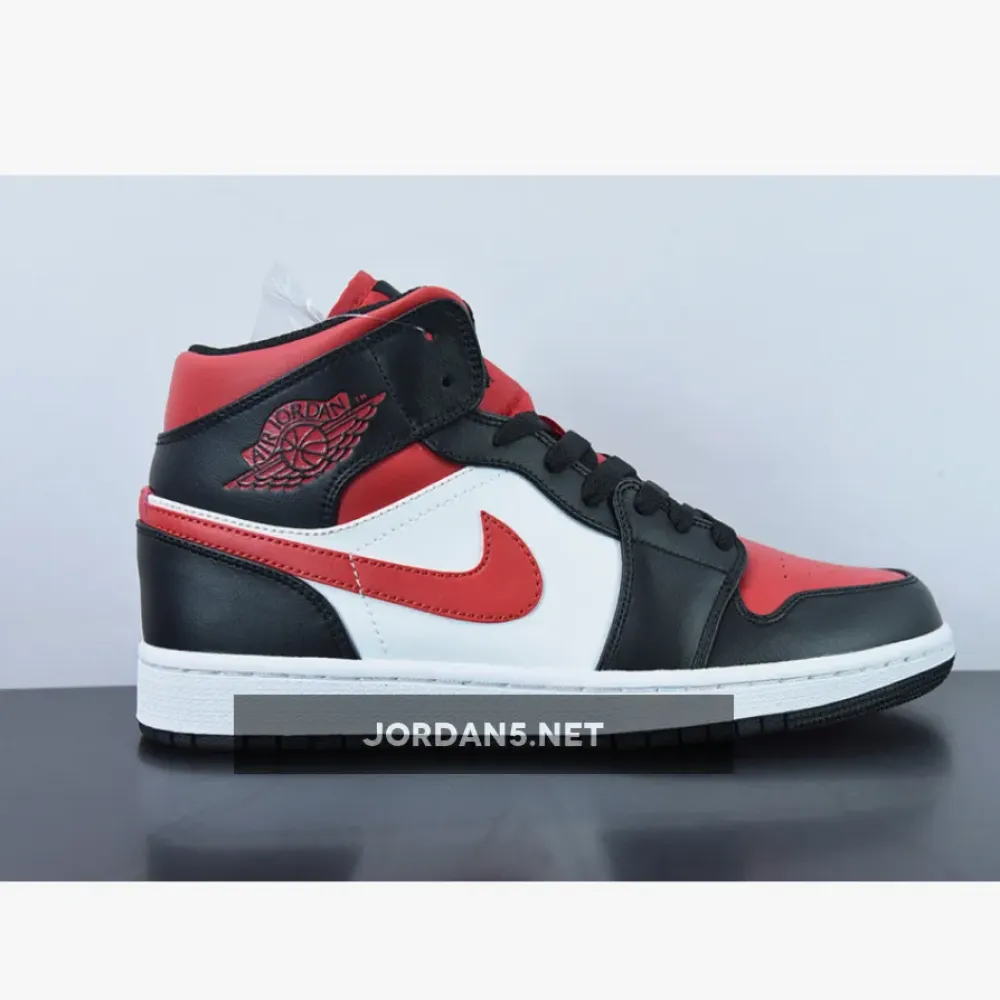 Air Jordan 1 Mid “Bred Toe” Black/White-Fire Red  554724-079
