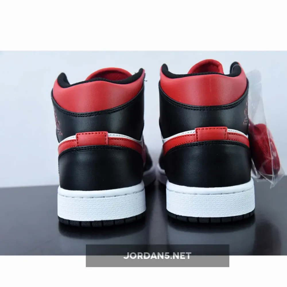 Air Jordan 1 Mid “Bred Toe” Black/White-Fire Red  554724-079