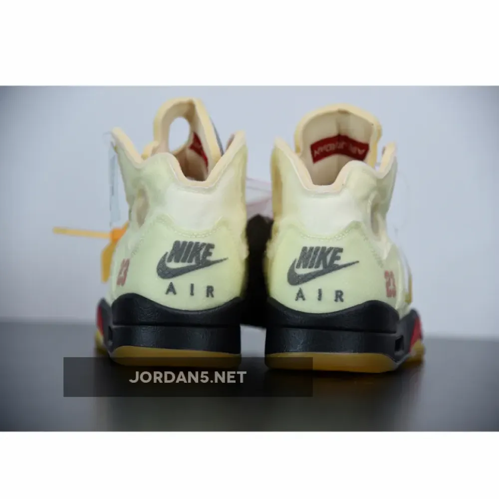 Off-White x Air Jordan 5 Sail/Fire Red-Muslin-Black DH8565-100