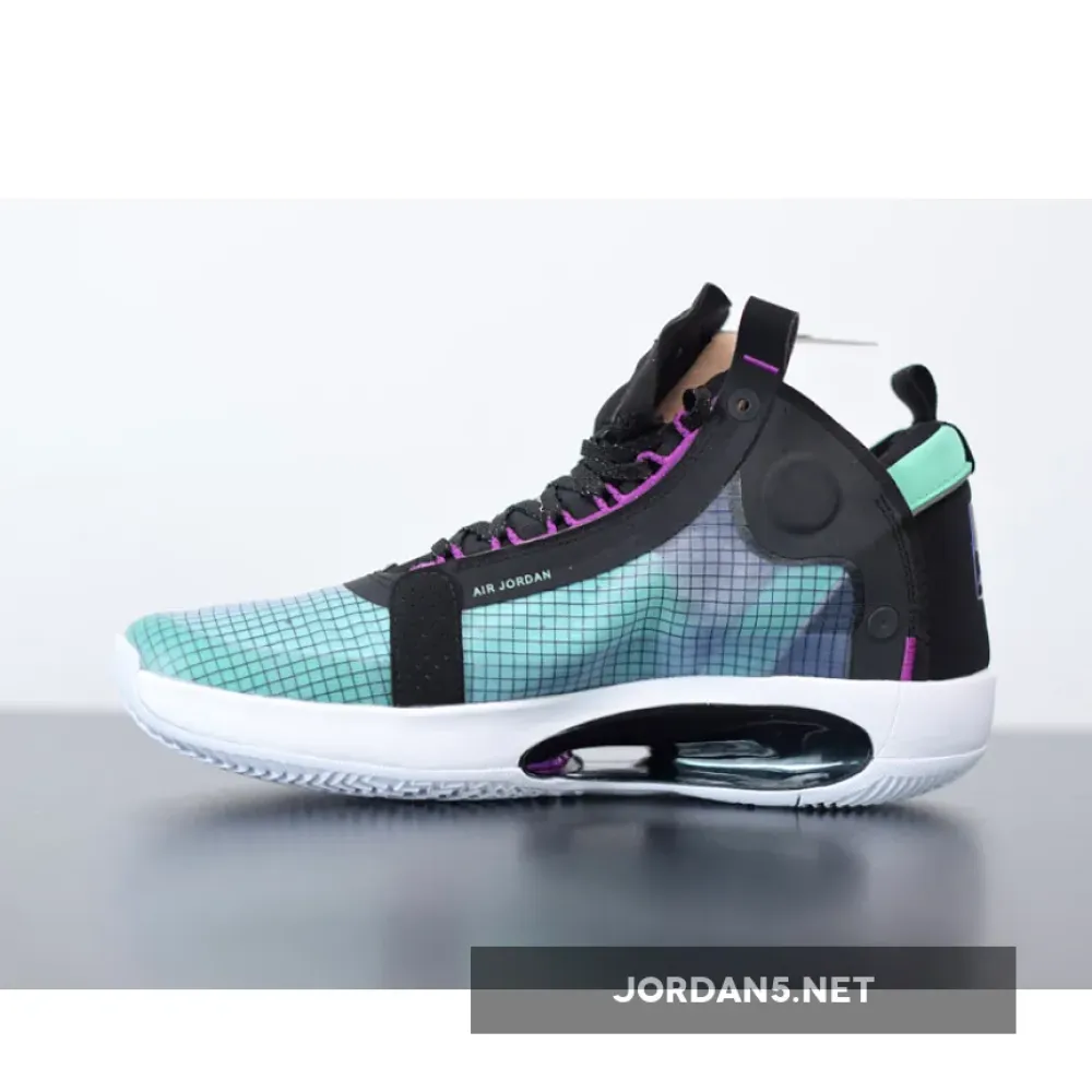 Air Jordan 34 Blue Void/Green Glow-Black-Metallic Silver AR3240-400