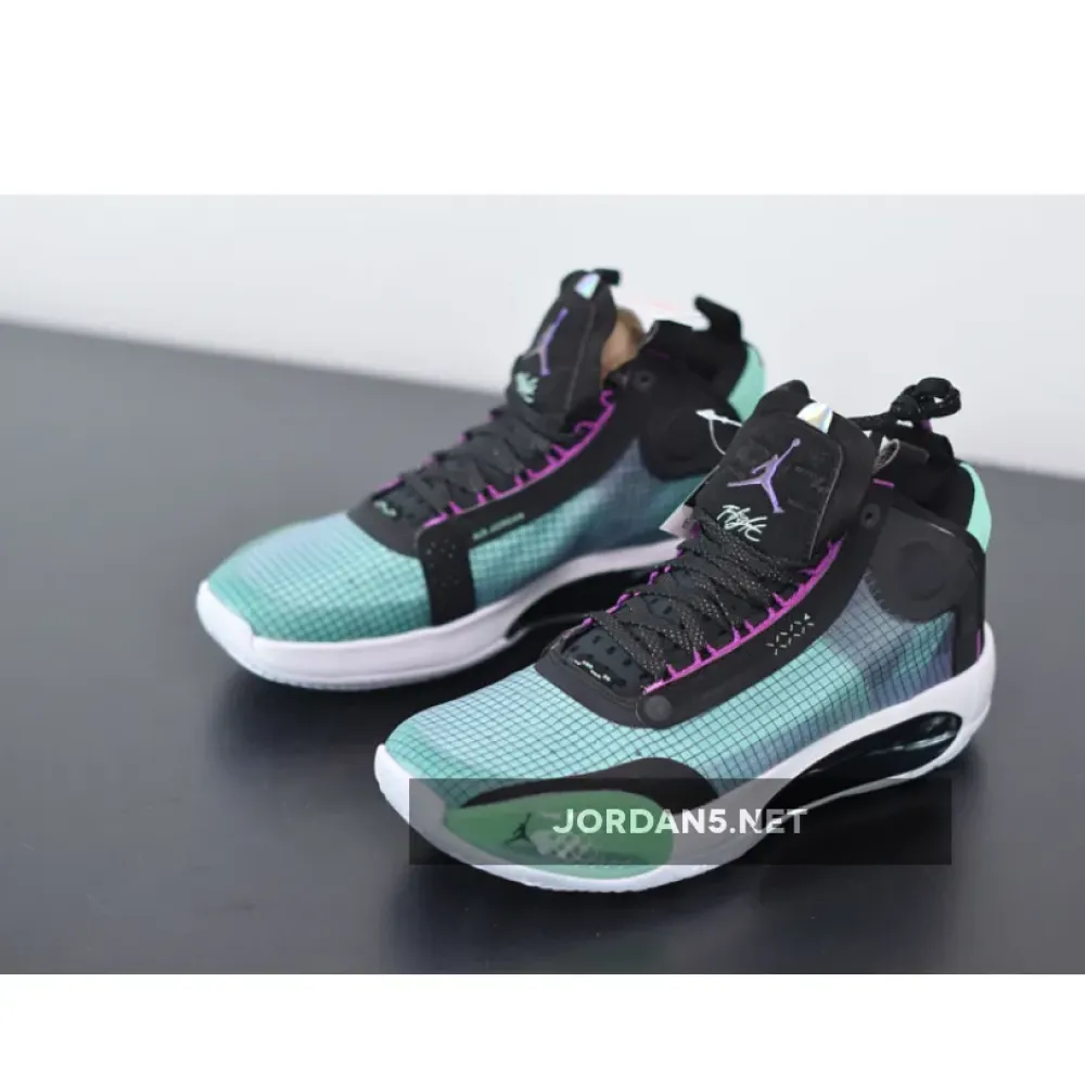Air Jordan 34 Blue Void/Green Glow-Black-Metallic Silver AR3240-400