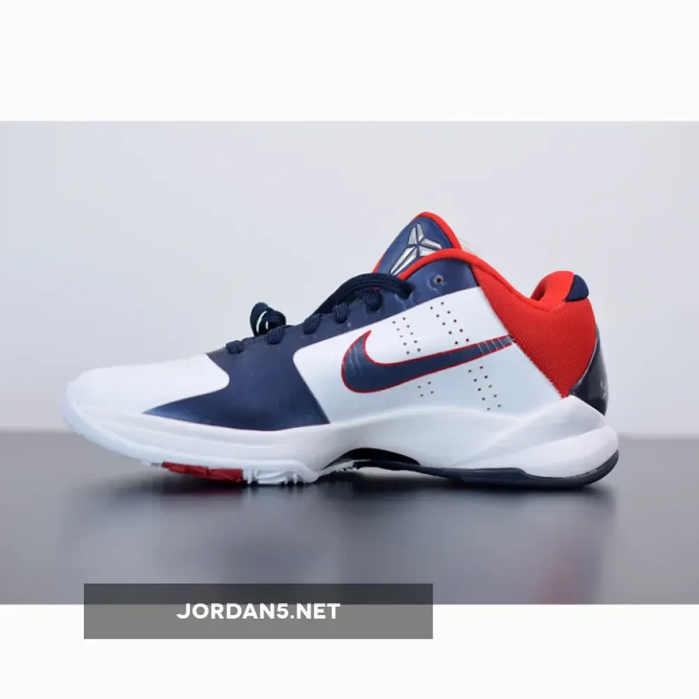 Nike Zoom Kobe 5 “USA” White/Obsidian-Sport Red  386429-103