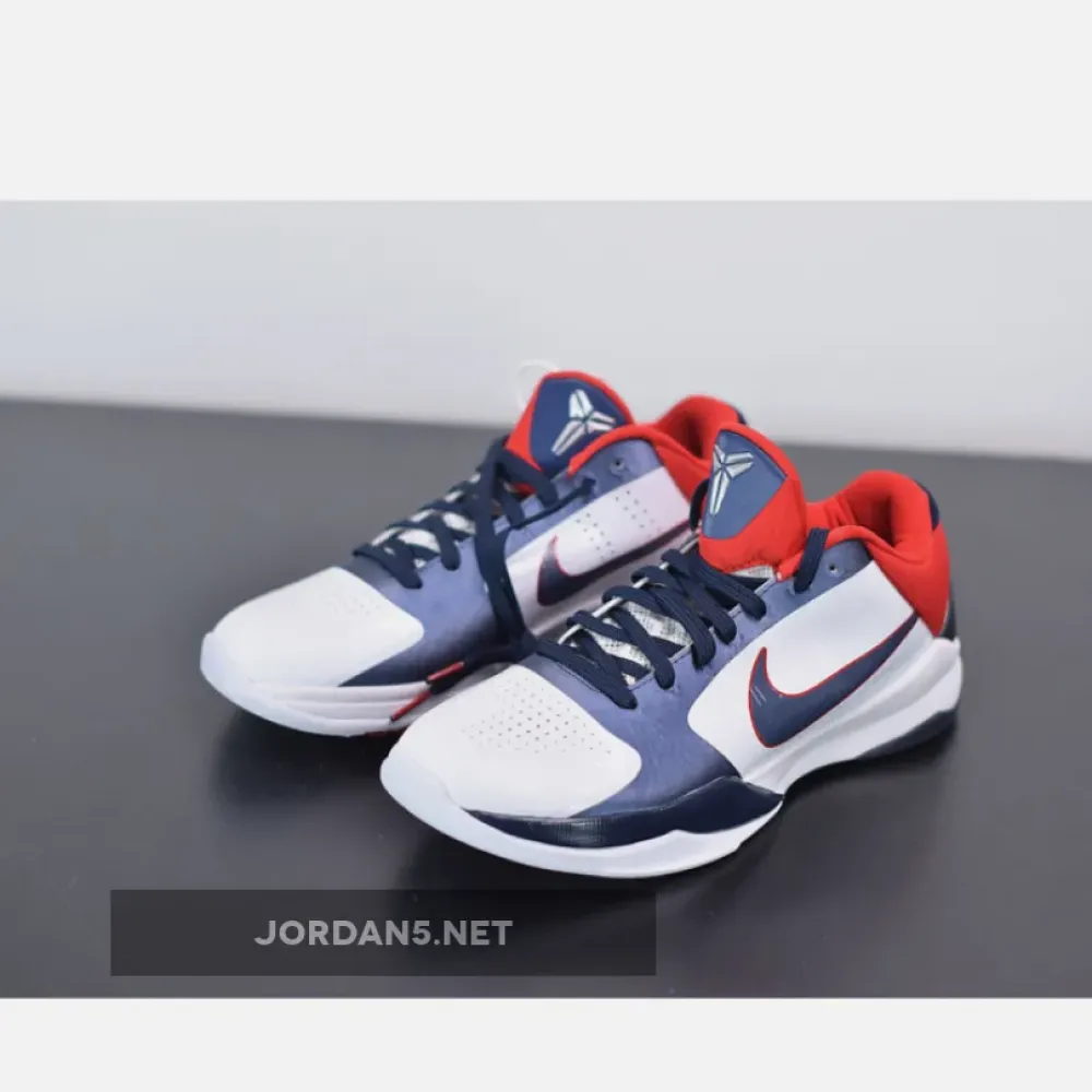 Nike Zoom Kobe 5 “USA” White/Obsidian-Sport Red  386429-103