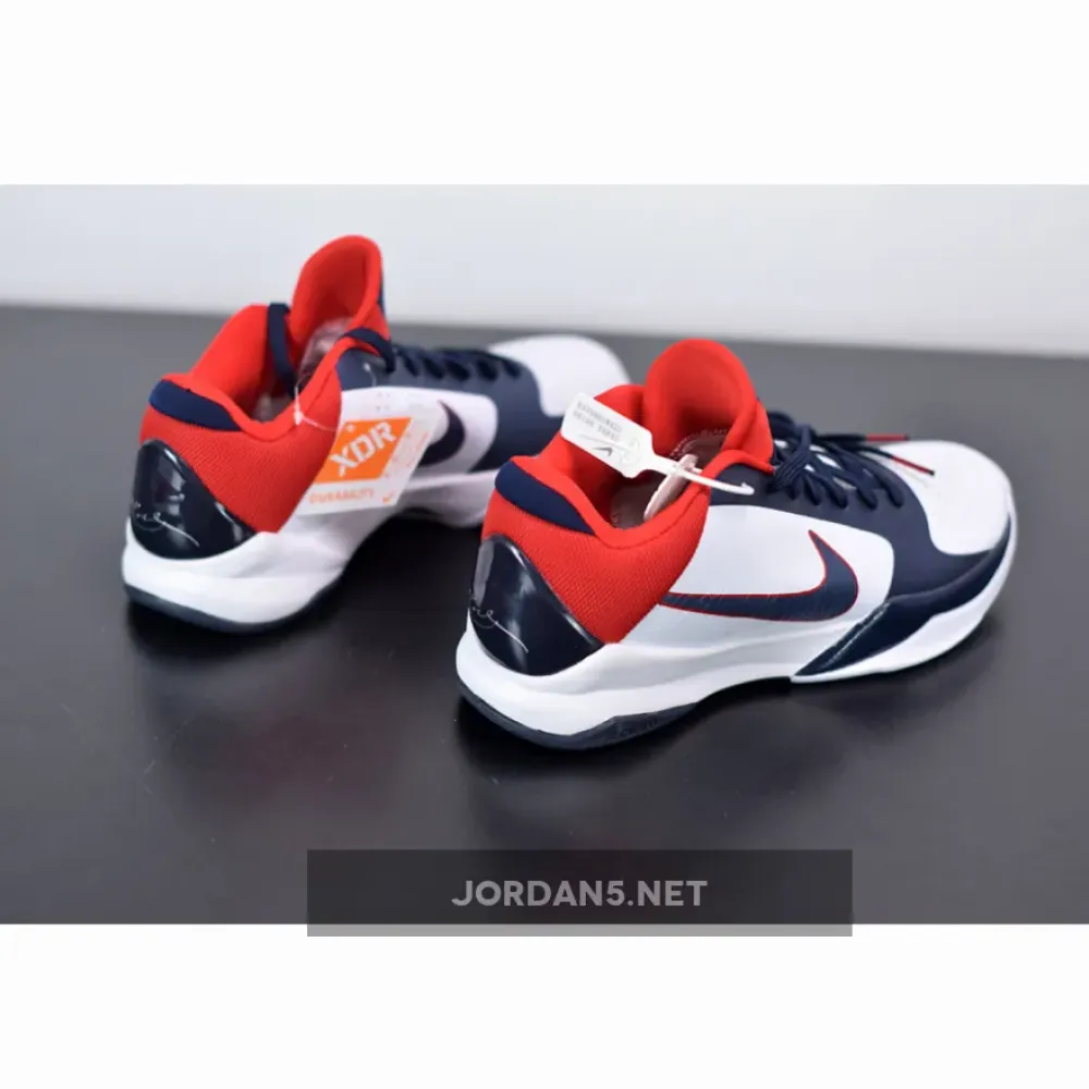 Nike Zoom Kobe 5 “USA” White/Obsidian-Sport Red  386429-103