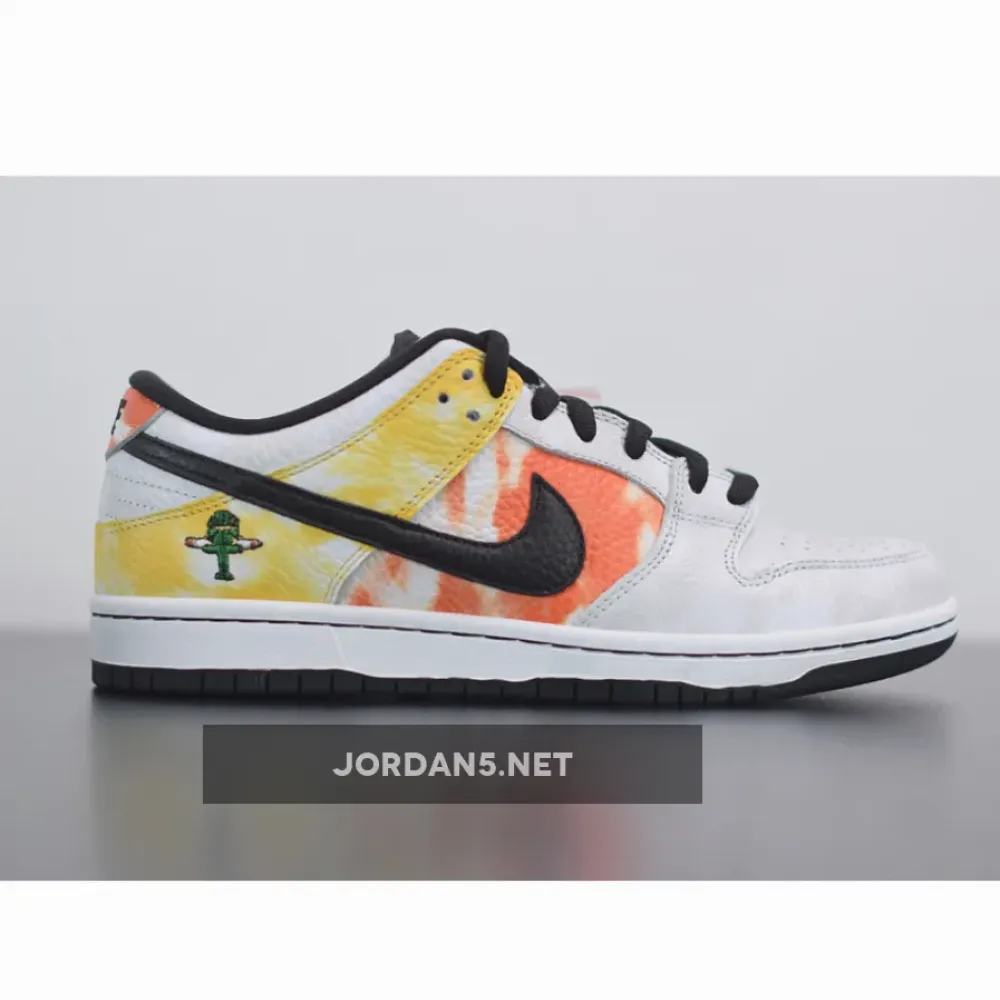 Nike SB Dunk Low “Raygun Tie-Dye” White/Orange Flash  BQ6832-101