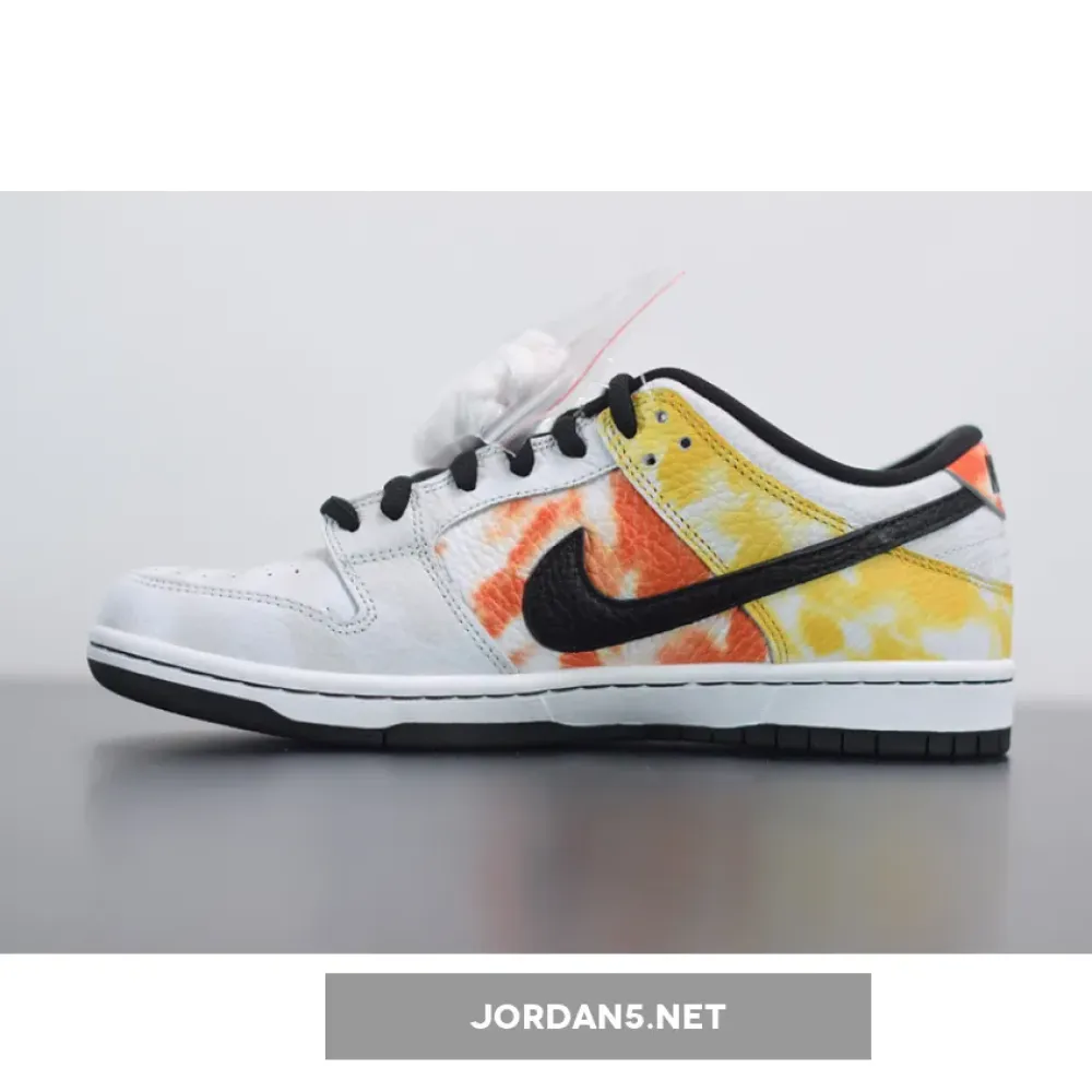 Nike SB Dunk Low “Raygun Tie-Dye” White/Orange Flash  BQ6832-101