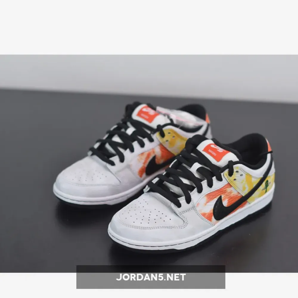 Nike SB Dunk Low “Raygun Tie-Dye” White/Orange Flash  BQ6832-101