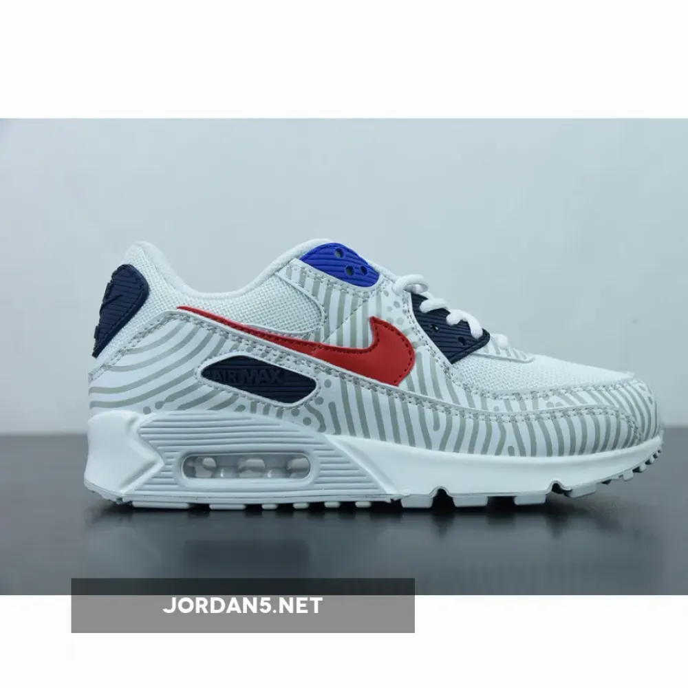 Nike Air Max 90 “Euro Tour” White/Midnight Navy-Red  CW7574-100
