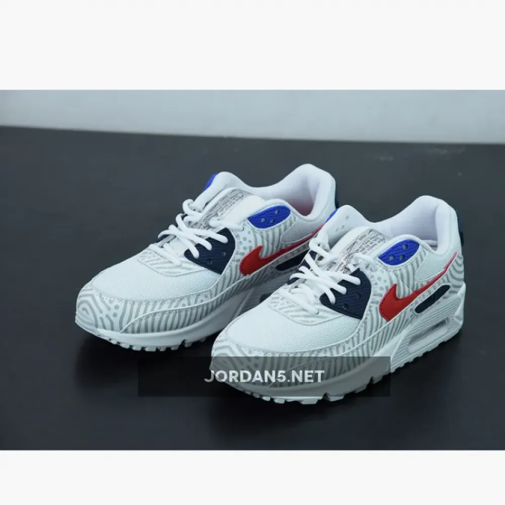 Nike Air Max 90 “Euro Tour” White/Midnight Navy-Red  CW7574-100