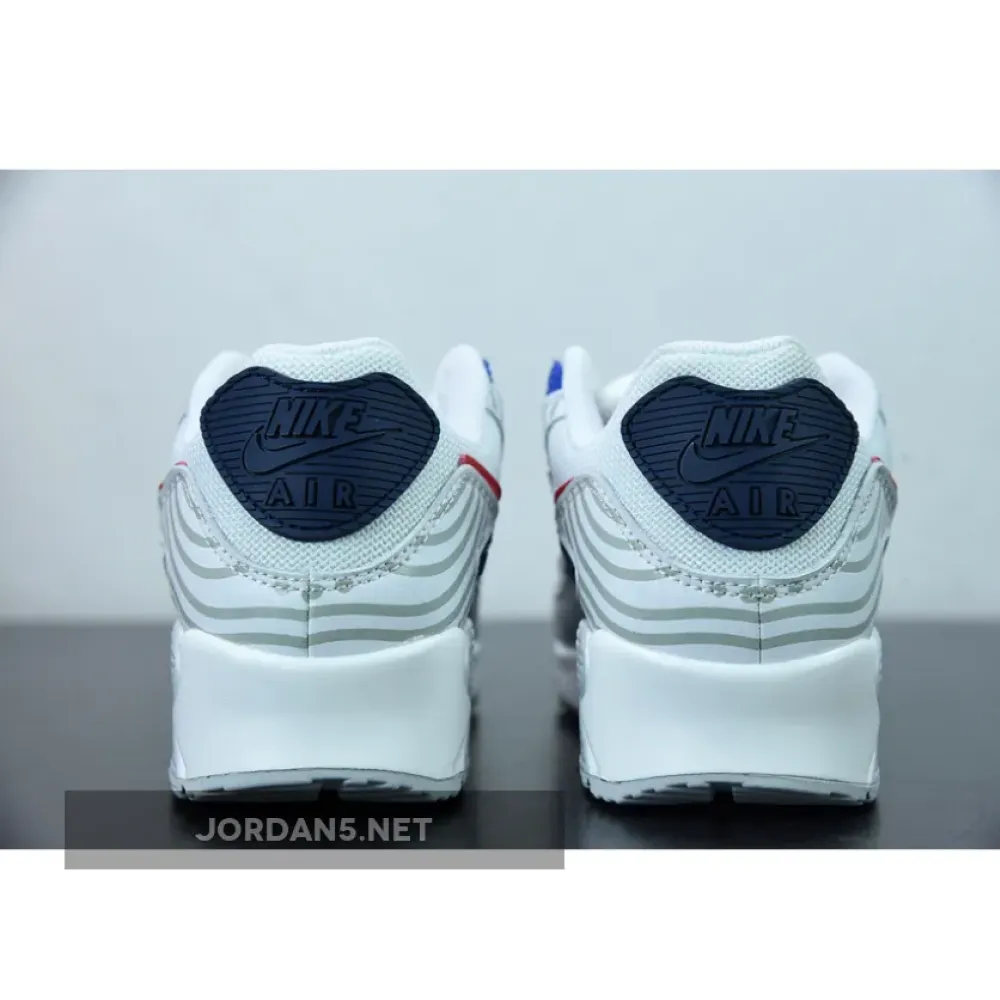 Nike Air Max 90 “Euro Tour” White/Midnight Navy-Red  CW7574-100