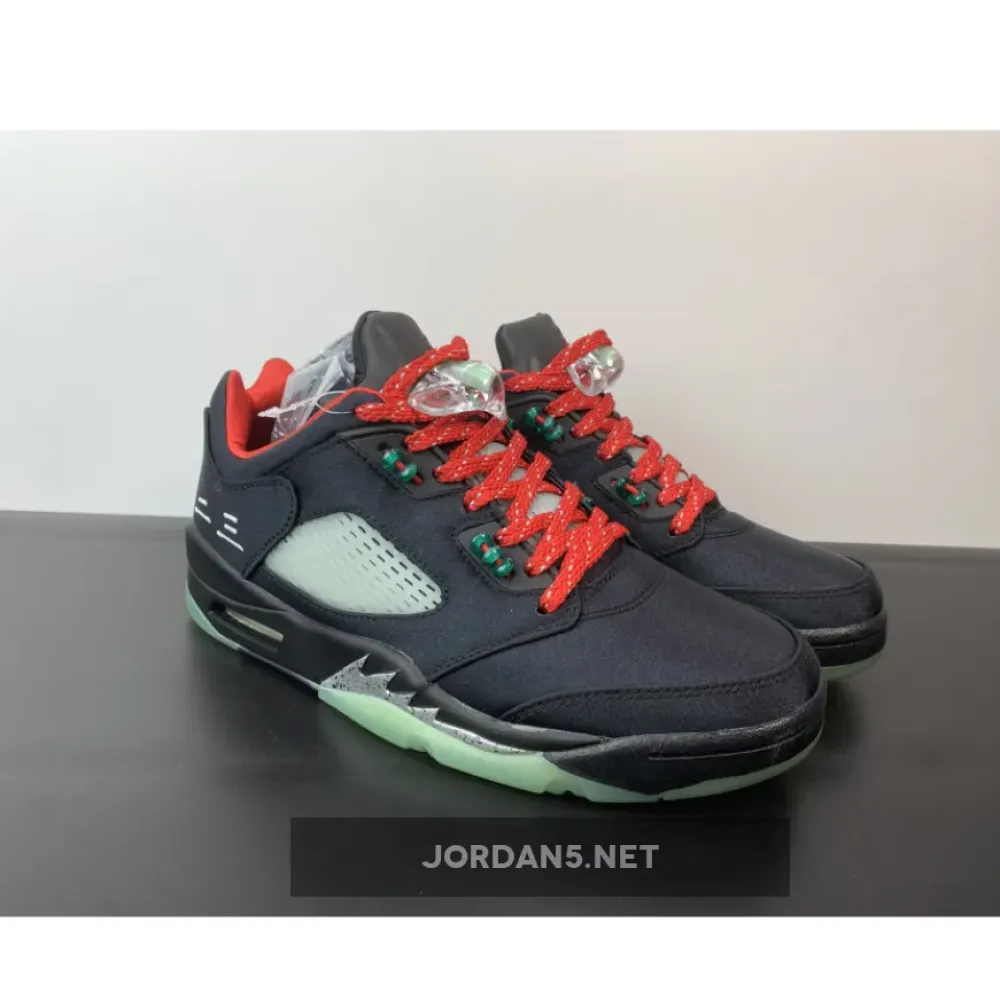 Clot x Air Jordan 5 Low Black Red Volt  DM4640-036